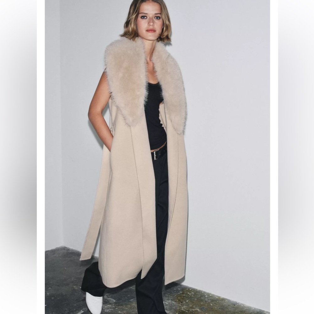 Zara ZW Collection Fur Collar Vest